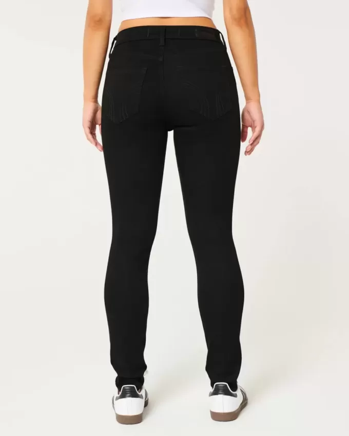 Zerrissene schwarze Super Skinny Jeans mit hohem Bund