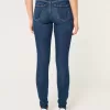 Zerrissene Super Skinny Jeans mit hoher Taille und dunkler Waschung