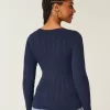 Zopfmuster-Pullover mit V-Ausschnitt und Symbol