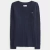 Zopfmuster-Pullover mit V-Ausschnitt und Symbol
