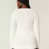 Zopfmuster-Pullover mit V-Ausschnitt und Symbol