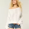 Zopfmusterpullover mit Schleifenärmeln