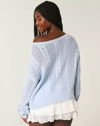 Zopfmusterpullover mit Schleifenärmeln