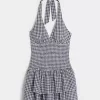 Zweilagiges, gesmoktes Neckholder-Skortkleid